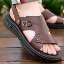 Leather Sandals Men's Cowhide Breathable Summer Casual Shoes Platform Sandals Dual-purpose Sandals Slipper Beach Shoes