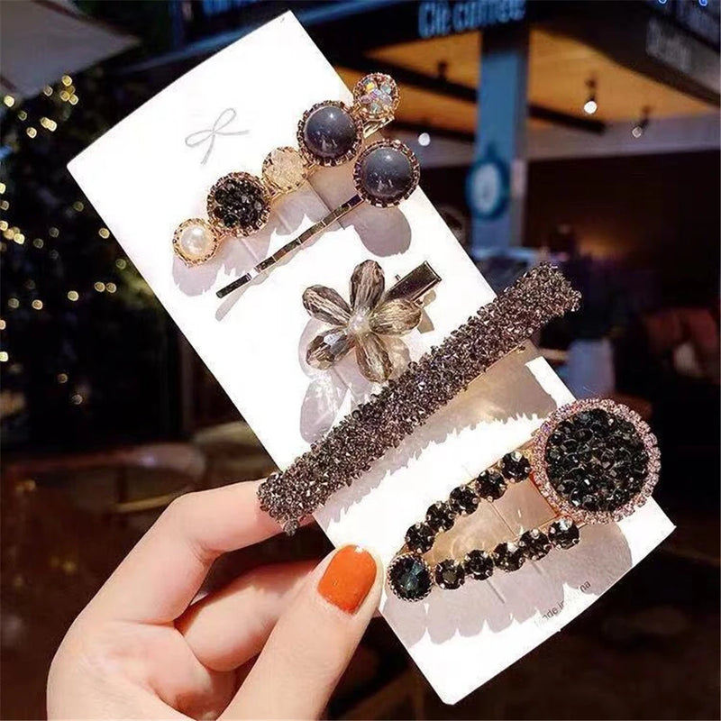 2022 Pearl Crystal Acrylic Hair Clips Set for Women Retro Geometric Barrettes Hairpin Girl Hair Accessories Fashion Jewelry