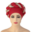 Latest African Auto Geles Headtie Already Made Headties Shinning Sequins Turban Cap for Women Ready Female Head Wraps
