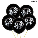 Black white racing tablecloth checkered flags racing car table cover plates cups race Track racing birthday party decor supplies