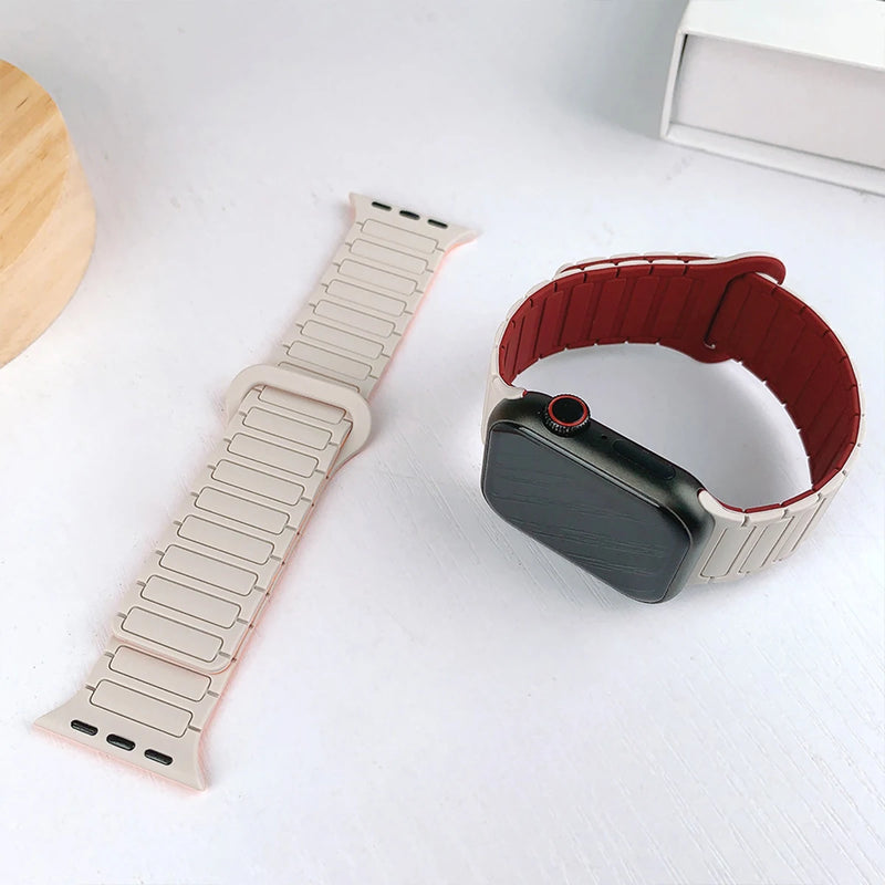 Magnetic Strap for Apple Watch Band 44mm 49mm 45mm 41mm 40mm Silicone Bracelet for IWatch Ultra 2 Series 9 8 7 6 5 4 SE 3 42mm