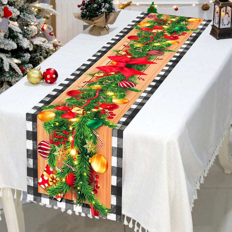 Christmas Table Runner Merry Christmas Decorations for Home 2024 Table Runner Xmas Ornaments Navidad Natal New Year Gift 2025