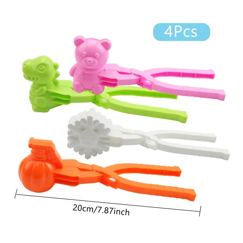 4PCS Snowball Clip Snow Grasping Clamps Tool Multi-shape Cartoon Snowballs  Grabber Snow Ball Maker Sports Toys for Kids