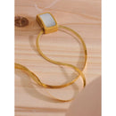 Yhpup Natural Shell Square Thicker Pendant Stainless Steel Fashion Necklace Unisex High Quality Golden Chain Jewelry Men Women