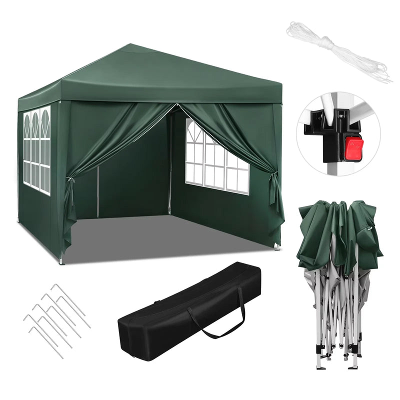 Foldable Canopy 3x3m Garden Tent Camping Pavillon Gazebo Waterproof UV Sun Protection with Carry Bag Sunshade Shelter
