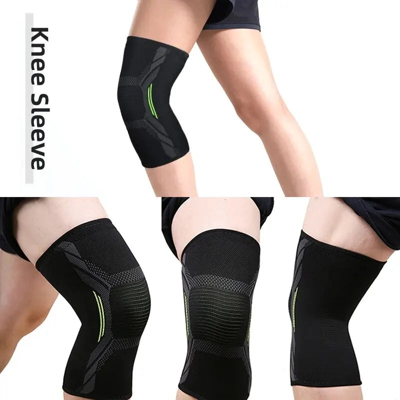 Single Knitted Nylon Sports Knee Pad Riding Protective Gear Running Basketball Skipping Rope Warm Knee Pad Foot Cold Proof Black