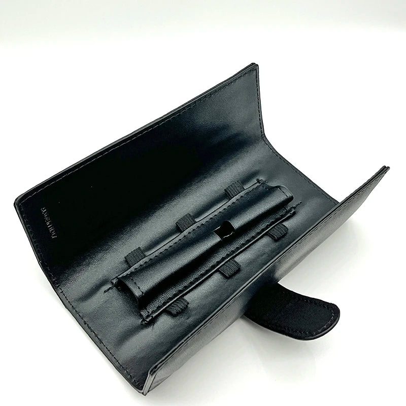 Luxury Black Leather MB Pen Bag Portable Single & Double Pens Holder High Quality Stationery Supplies Pencil Case As Gift