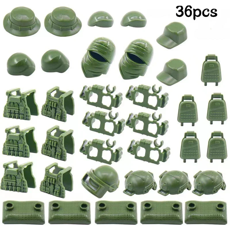 SWAT Military Special Forces camouflage Helmet Vest Soldier Army Mini Action Figures Team Set Parts Building Blocks Bricks Toys