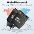 USB C Charger 3 Ports PD Fast Charging Digital Display Quick Charge 3.0 Phone Wall Adapter for iPhone 15 Xiaomi Samsung Huawei