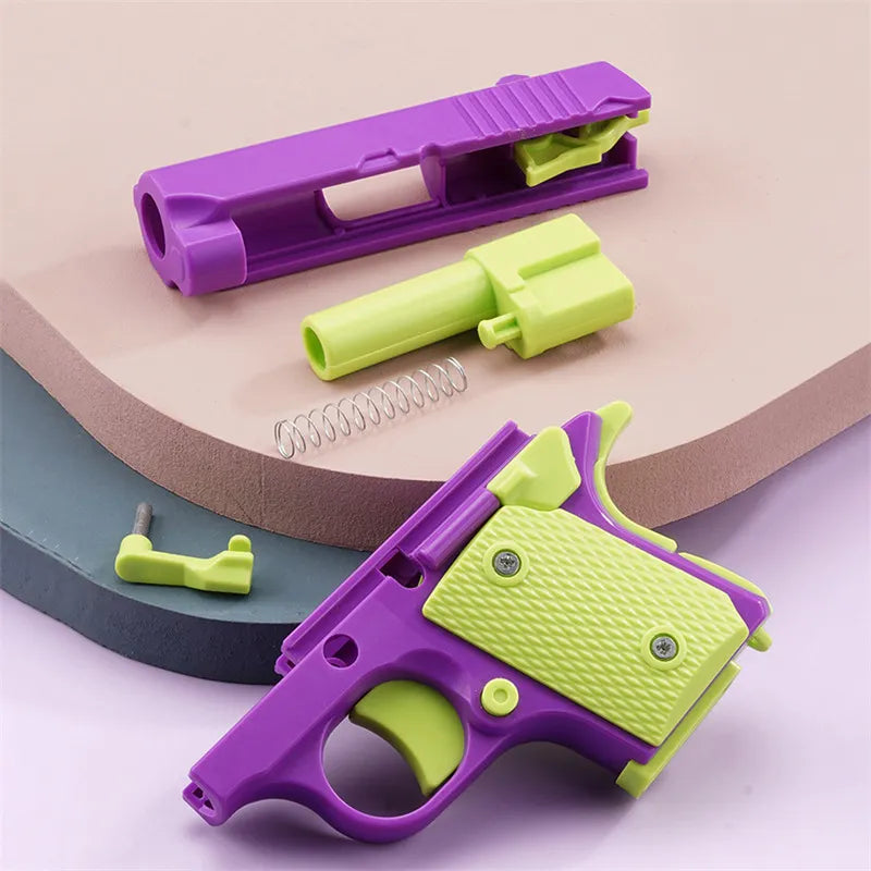 3D Printed Model Gravity Straight Jump Mini Toy Gun Non-firing Cub Radish Toy Knife Kids Stress Relief Toy Christmas Gift