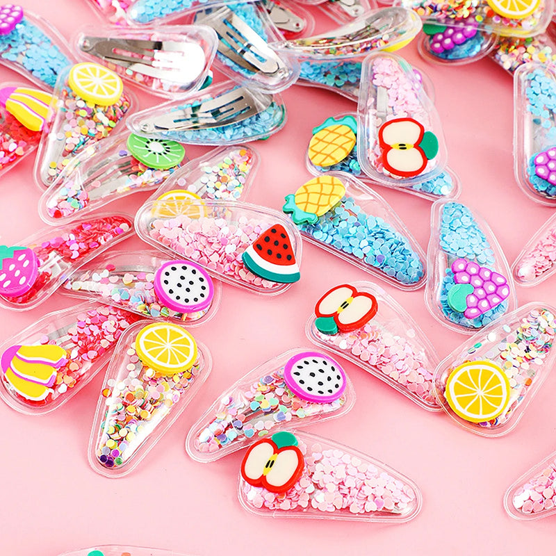 12Pcs Cute Girls Fruit Hairpins Girls Birthday Party Gifts Pinata Filler Carnival Easter Party Kindergarten Back to School Gifts