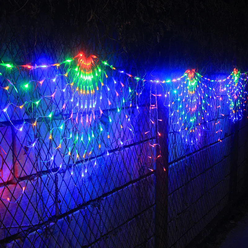 AC220V 3M 3 Peacock Tail Mesh Net Led String Lights Outdoor Fairy Garland for Wedding Christmas New Year Party Garden Decoration