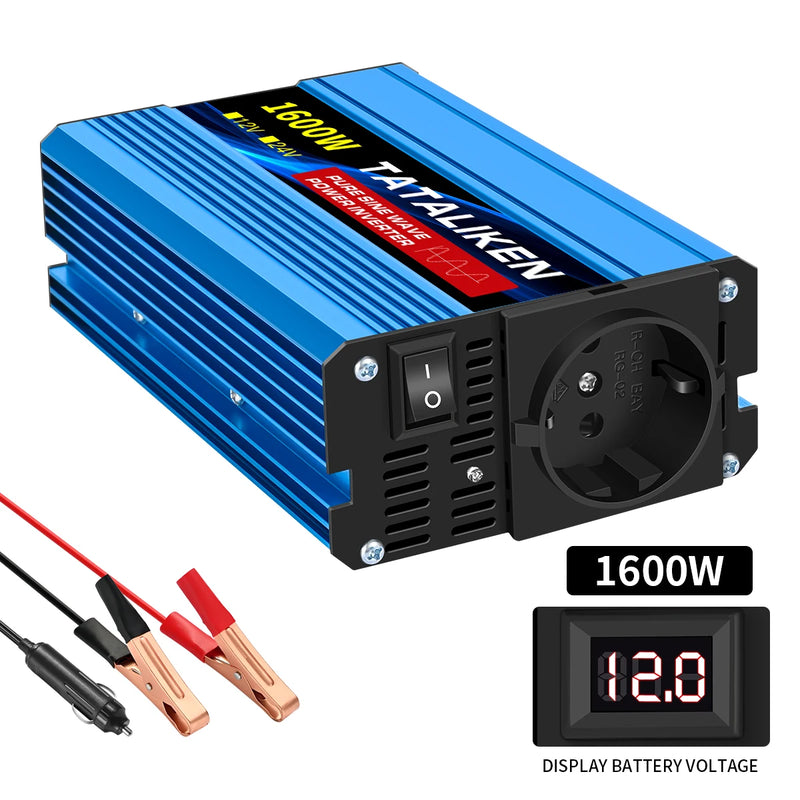 1000W-10000W Inverter 12V/24V 220V Pure Sine Wave Converter Solar Inverters With LED EU Socket