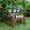 Large 3 Tier Step Plant Stand Wood Ladder Shelf Garden Display for Patio Indoor Outdoor Flower Pot Shelf