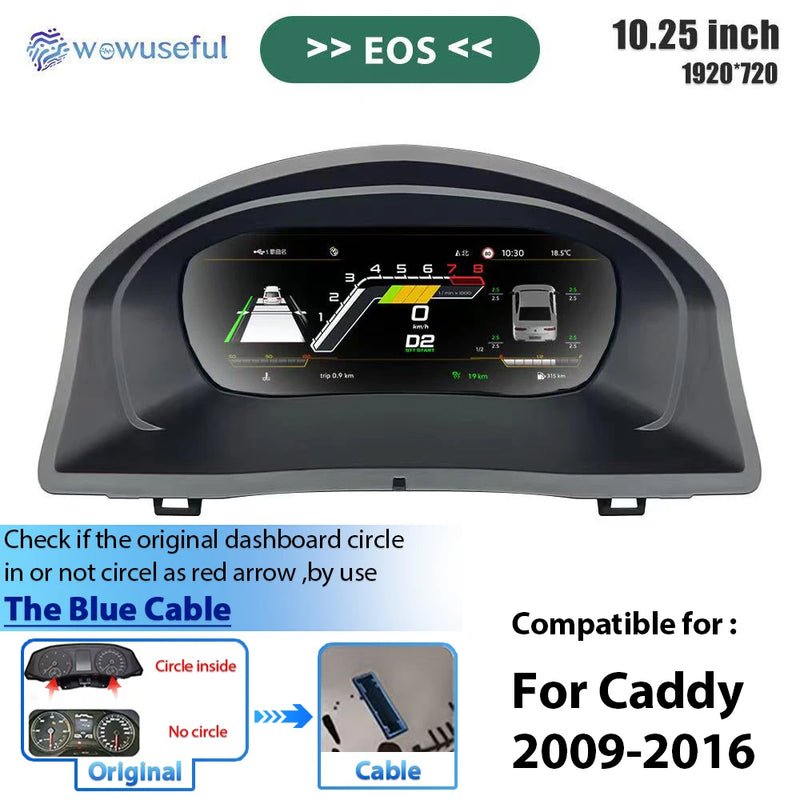 Wowuseful 10.25 Lcd Digital Dashboard Cluster For VW Variant Caddy Touran T6 EOS Sharan Golf 5 Virtual Instrument Paneel Cockpit