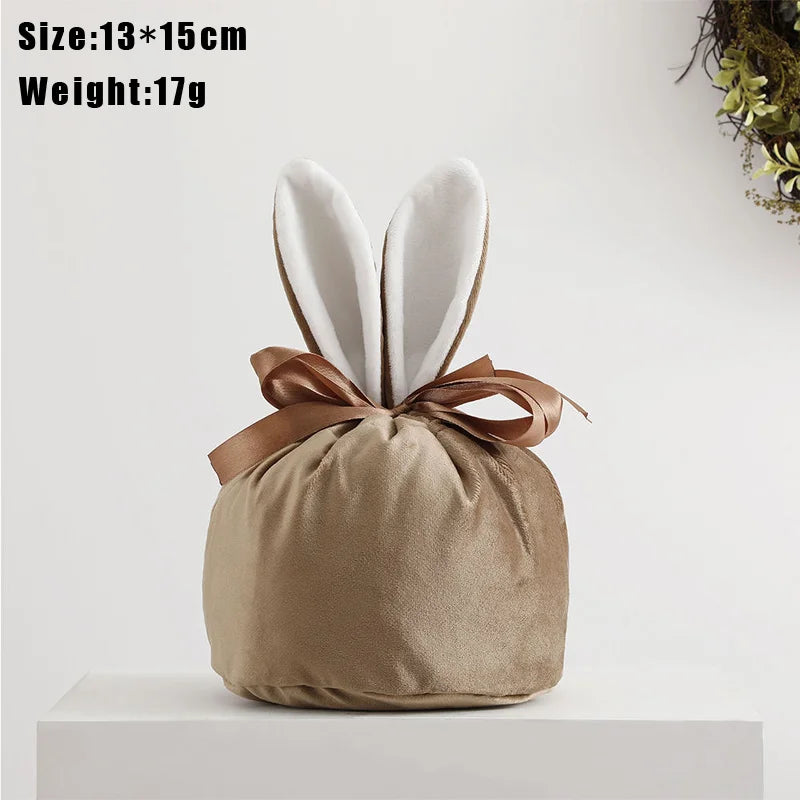 1pc Velvet Easter Bags Cute Bunny Gift Packing Bags Dropshipping Rabbit Chocolate Candy Wedding Birthday Party Decoration 2025