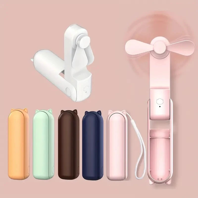 New Handheld Small Fan Portable Creative Mini Three Speed Adjustable Solid Color Charging Small Fan