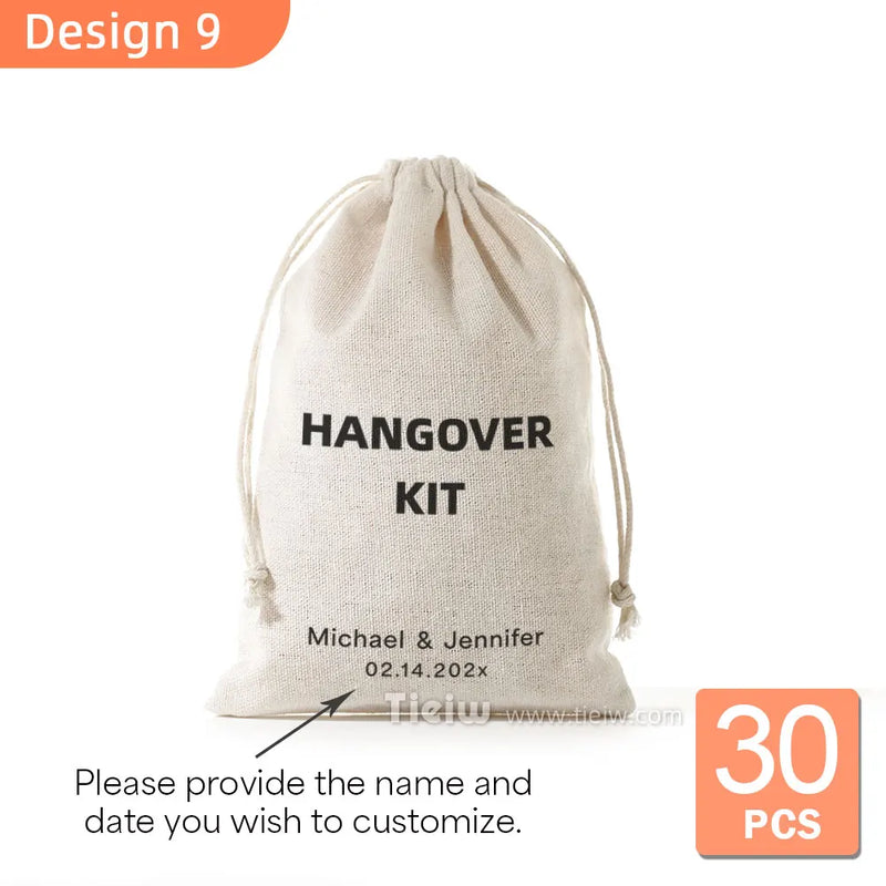 30pcs Personalized Hangover Kit Bags-Tieiw-Custom Wedding Favor Recovery Kit Pouches For Party Celebration Event Essentials Gift