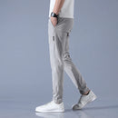 Ice Silk Men's Pants 2025 Summer New Black Gray Thin Business Casual Pants Outdoor Elastic Breathable Straight Leg Sweatpants