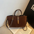Women Faux Suede Tote Bag Fashion Shoulder Bag Solid Color Trendy Carrying Bag Designer Tote Handbag Outdoor Travel Bag