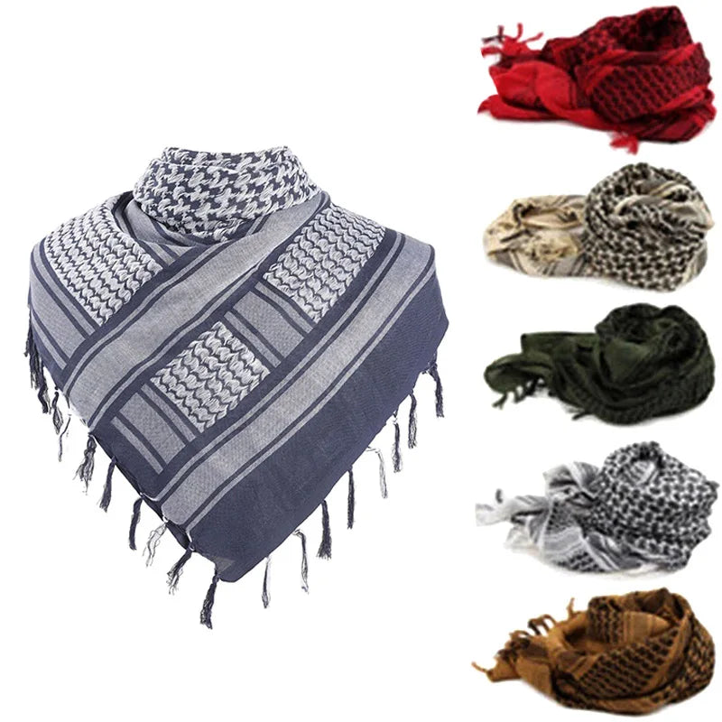 Men Women Tactical Keffiyeh Shemagh Arab Scarf Shawl Neck Cover Head Wrap Blue 100% Cotton Winter Scarves