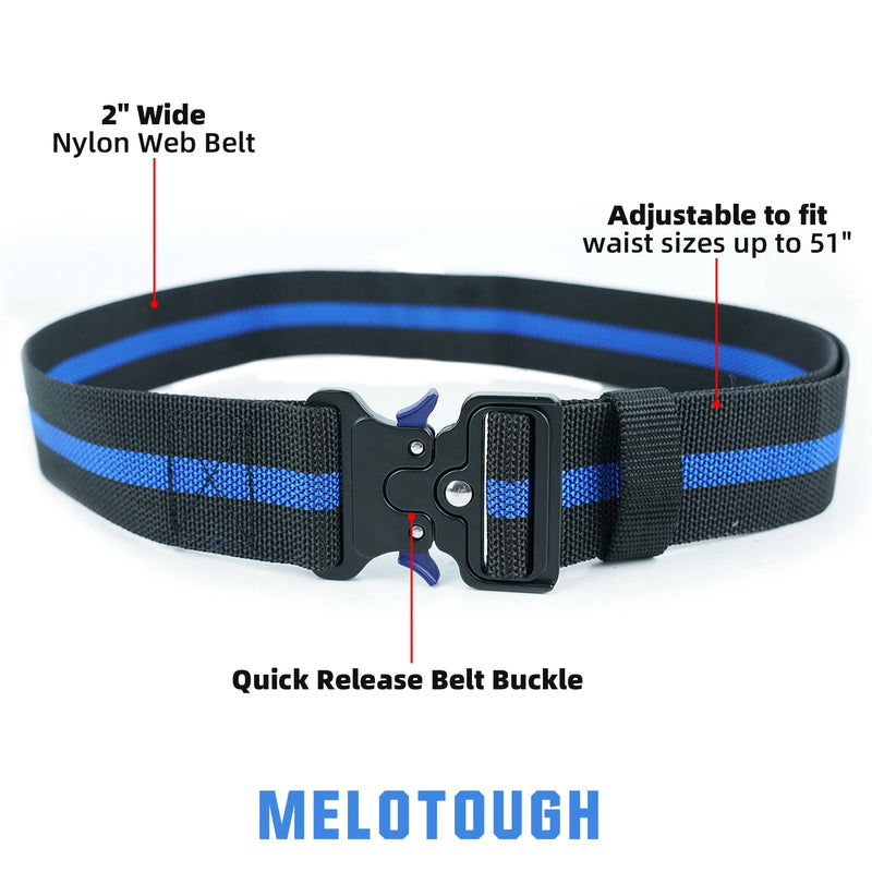 MELOTOUGH 2" Nylon Web Work Tool Belt for Men with Heavy Duty Quick Release Rugged Metal Buckle outdoor men's belt Tool Belts