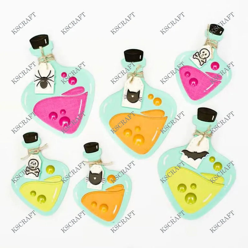 KSCRAFT  Halloween Potion Bottle Shakers Cutting Dies Stencils for DIY Scrapbooking Decorative Embossing DIY Paper Cards