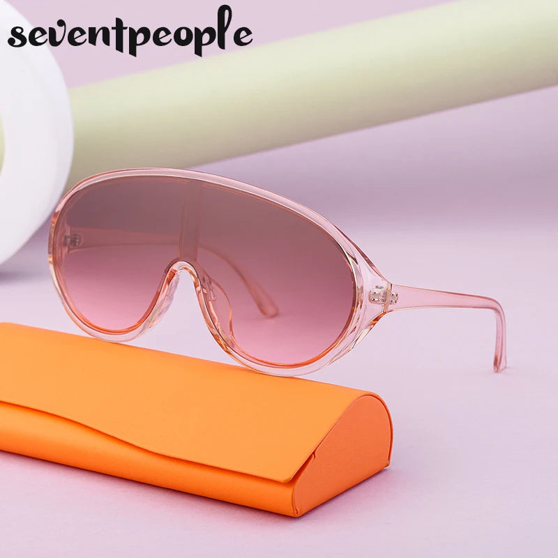 Oversized Shield Sunglasses Women Men 2025 Luxury Brand Designer Fashion One-Piece Sun Glasses For Female Punk Big Frame Shades