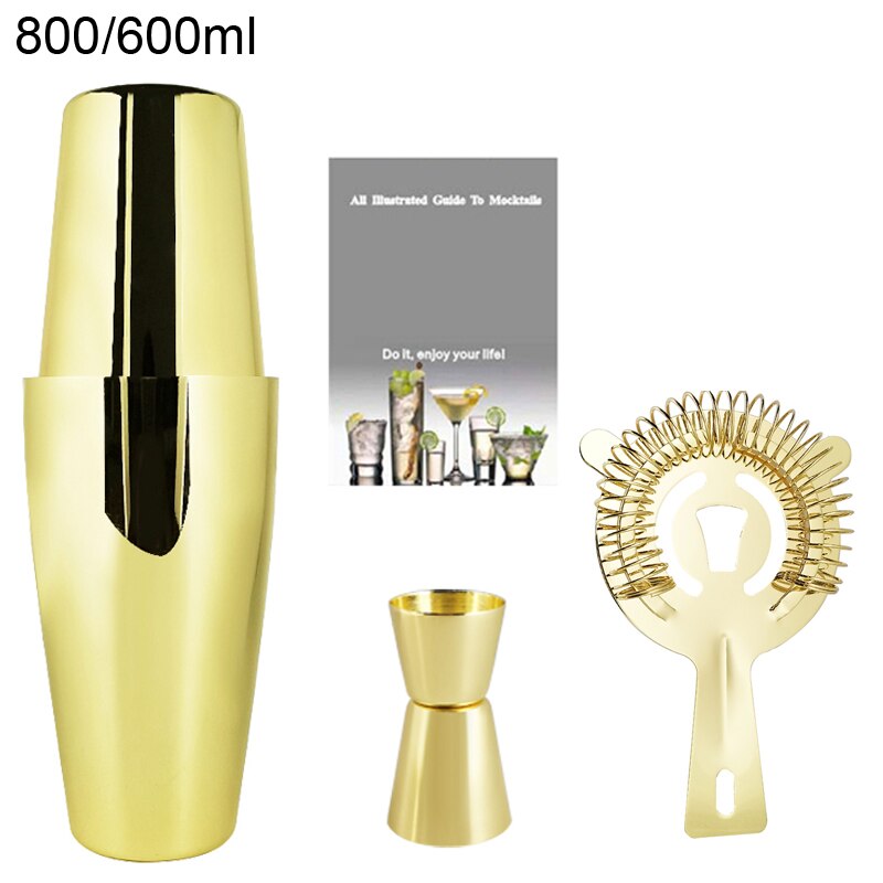 Boston Cocktail Shaker Mixer Kit Bar Bartender 750/600ml 550ML Stainless Steel Glass Shakers Spoon Pourer Straw Ice Tong Tools