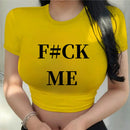 Funny Print Crop Top Women T-shirts 2024 Fashion Casual Women Crop Tops Summer Retro Sexy E-girl Baby Tee Streetwear Y2k Clothes