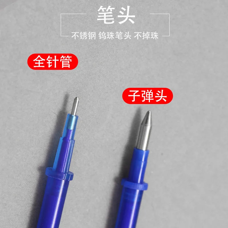 100/80/50/20PC Needle Tube Erasable Refill Black Blue Ink Student Clean Washable Rod Neutral 0.5MM Office Signature Pen