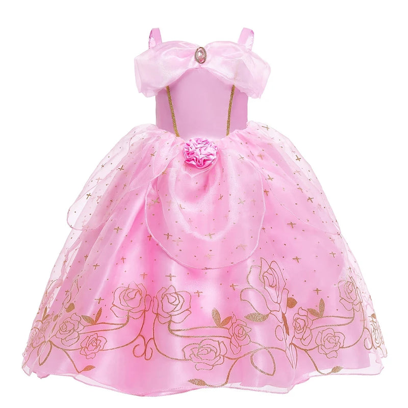 Girls Aurora Belle Rapunzel Sofia Princess Dress Halloween Easter Cosplay Costume Party Kids Dresses for Girls Children Clothing