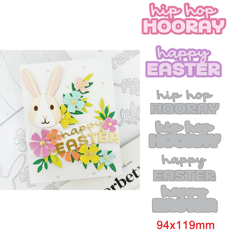 Stacking Shadow Happy Birthday/Happy Easter Metal Cutting Dies Sentiments Words Die Cut For DIY Scrarpbooking Paper Cards Making