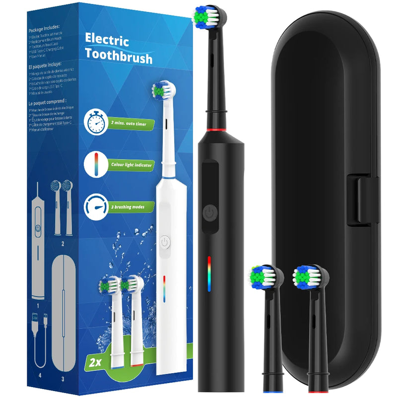 Intelligent Rotary Electric Toothbrush, Rechargeable Rotating Toothbrushes Compatible with Oral B Replacement Toothbrush Heads