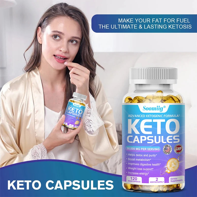 Keto Fat Burning Capsules - Promote metabolism - burn fat, enzyme detoxification, suppress appetite, enhance energy