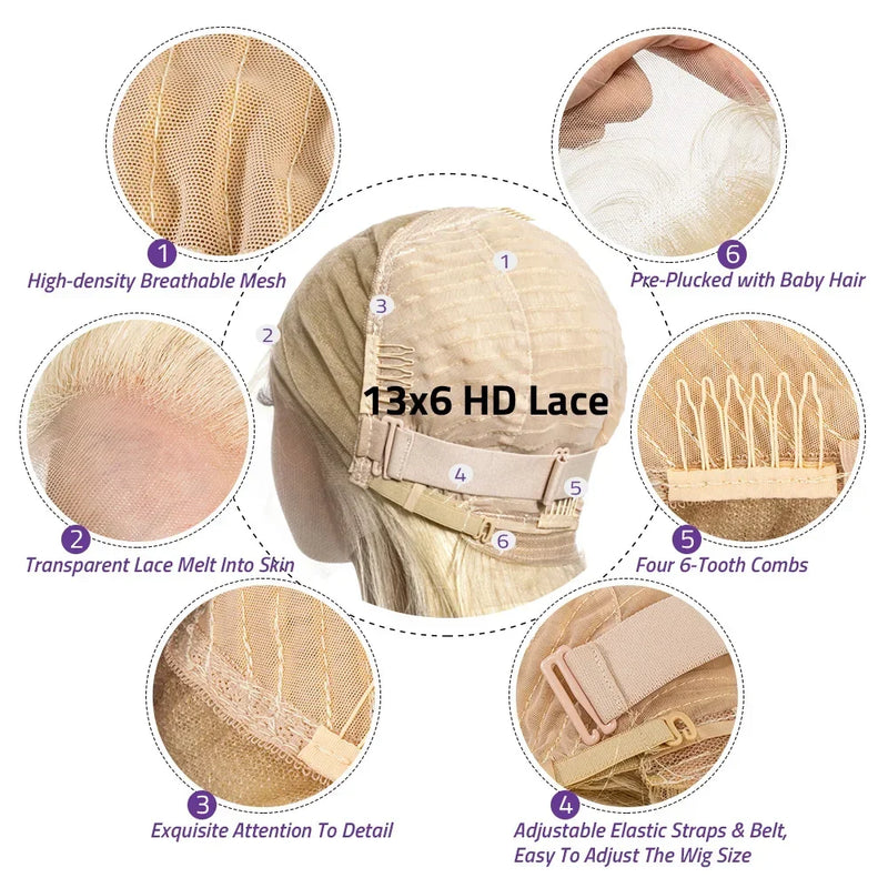 Blonde 613 HD Lace Closure Front Wigs 13x6 Hd Lace Frontal Human Hair Wig Bone Straight Honey Colored Human Hair for Black Women