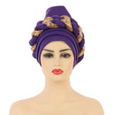 Latest African Auto Geles Headtie Already Made Headties Shinning Sequins Turban Cap for Women Ready Female Head Wraps