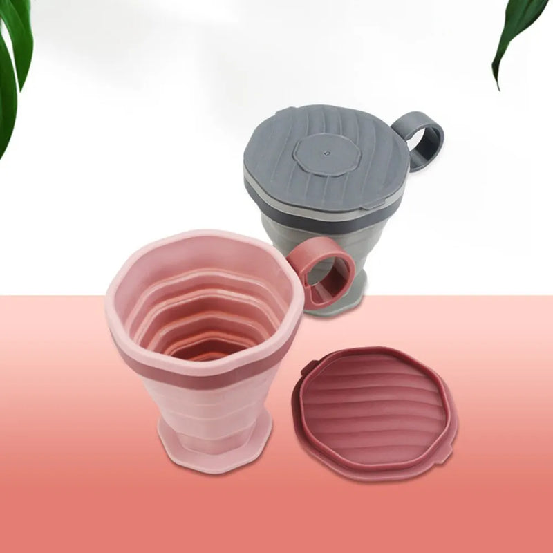 New Folding Coffee Cup Portable Outdoor Folding Water Cup Travel Carrying Cup with Lid Mouthwash Cup