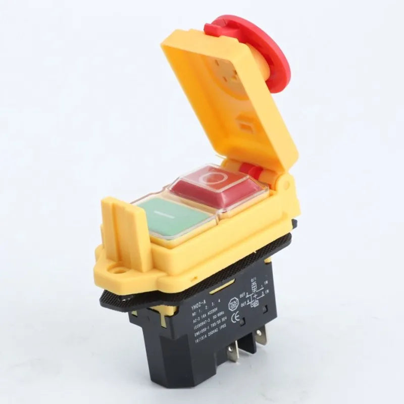 Electromagnetic Switch 4/5 Pin 120V 220V ON-OFF Momentary Reset Push Button With Cover IP55 Waterproof   ReplaceYCZ3-C，KJD17B