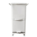 Voltsify 38L Double Compartment Trash Can with 4 Casters, White 2-Tier Design Waste Bin for Kitchen, 42x28.2x73cm