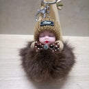 Sleeping Baby Keychain Cute Soft Fluffy Plush Doll Key Ring Women Girl Bags Pendant Backpack Accessories Gifts