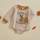 Infant Unisex Hoodies Rompers Easter Outfits Bunny Initial Embroidery Sleeved Spring s Playsuits for Toddlers