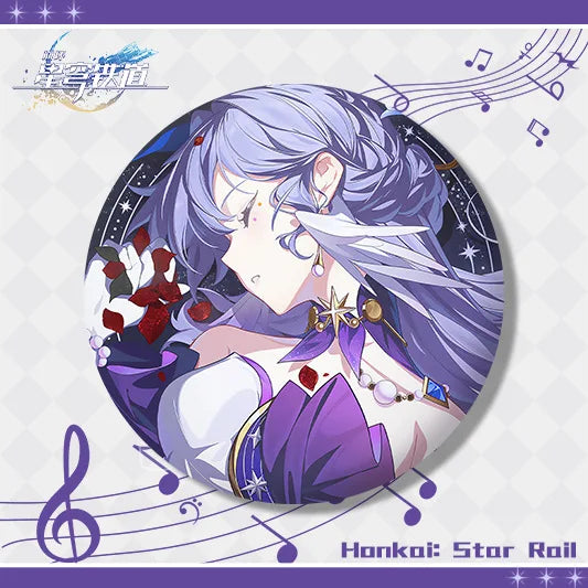 Honkai:Star Rail Concerts Magazines Aventurine Double Flash Badge 75mm Laser Pin Accessories for Clothes Backpack Decor Brooches