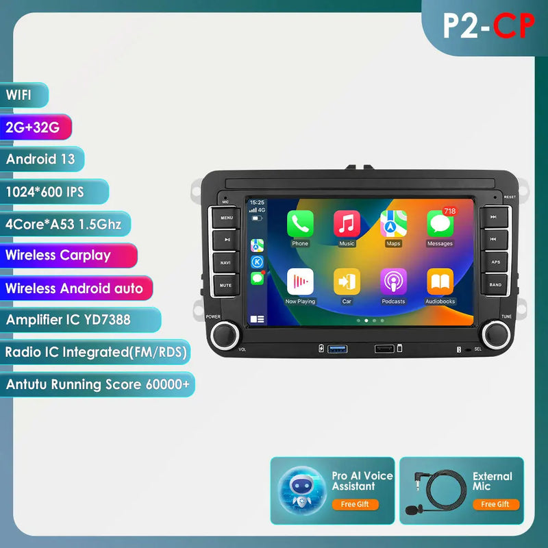 GPS Android 14 Auto Radio for Volkswagen VW Passat B6 B7 T5 Tiguan Touran GOLF POLO Carplay 4G Car Multimedia GPS 2din Autoradio