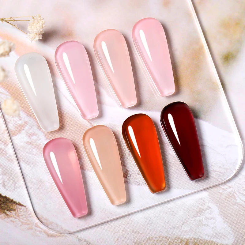 BORN PRETTY Jelly Nude Gel Nail Polish 15ml Translucent Semi Permanent Soak Off UV LED Gel Varnish Nail Art Manicure Base Top