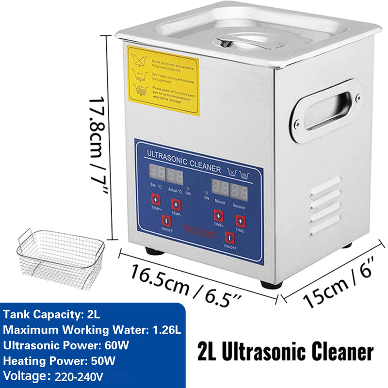 2/3/6/10L/30L Digital Heating Ultrasonic Cleaner 220V 40KHZ Stainless Steel Ultrasound Cleaning Machine Home Appliance