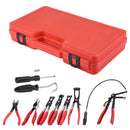 9pcs Flexible Hose Clamp Clip Plier Set Swivel Jaw Flat Angled Band Automotive Tools