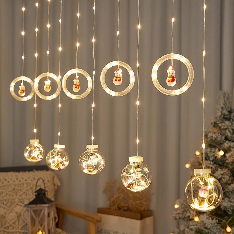 Santa Wish Balls LED Curtain Light Fairy String Lights 8 Modes Window Garland for New Year Christmas Outdoor Wedding Home Decor