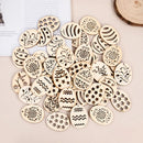 25/50Pcs Happy Easter Wooden Eggs DIY Craft Hanging Ornaments Hollowed Wood Chips Easter Party Decorations For Home Kids Gift