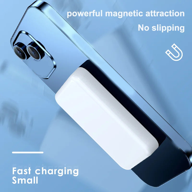 Portable Magnetic Battery Pack Power Bank Macsafe Auxiliary Spare External Wireless Charger For iphone 12 13 14Pro Max Powerbank